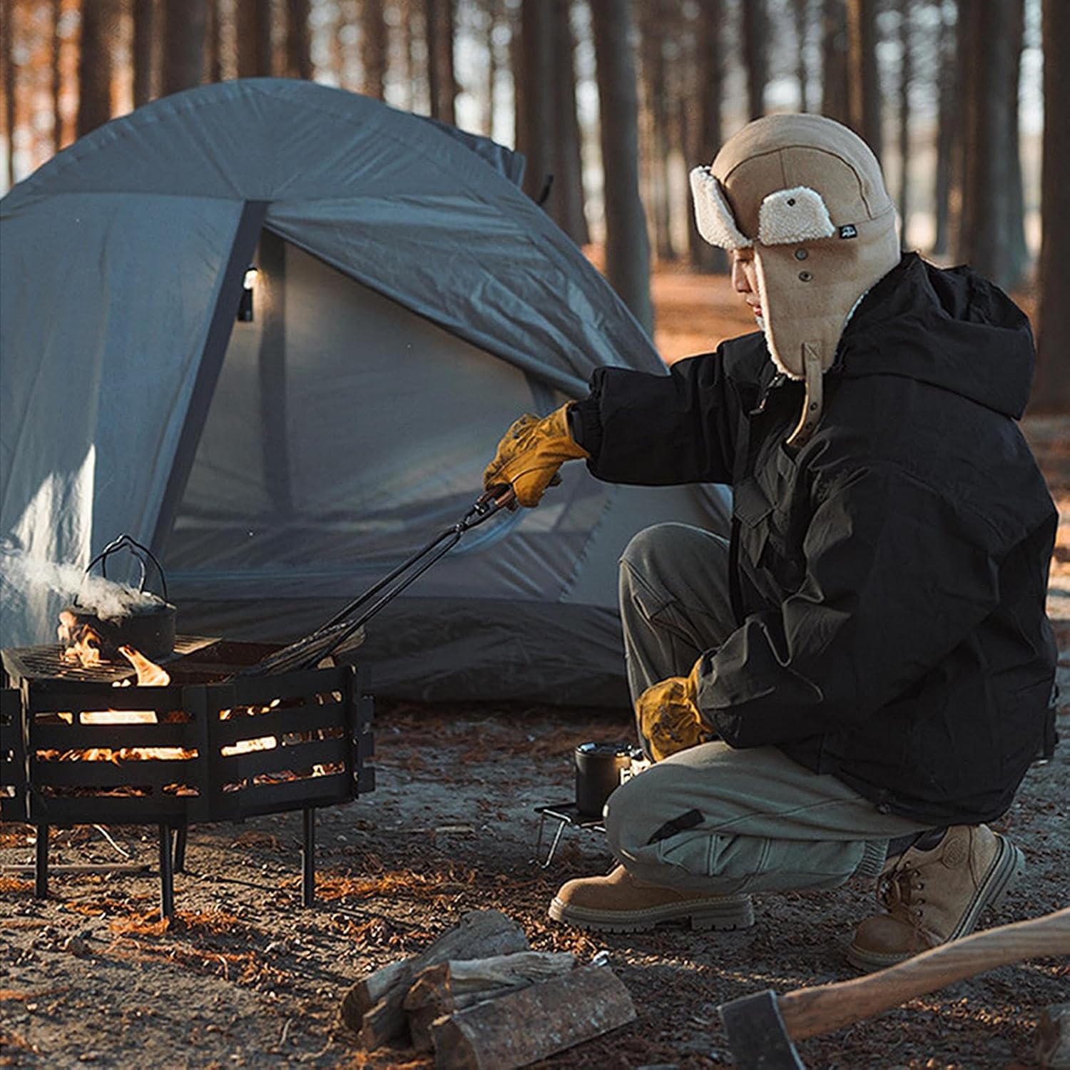 Charcoal Clip for Grilling, Portable Campfire Tongs, Charcoal Cherry Picker Tool, Thick and Campfire Clip, Non-Slip Charcoal Tongs, Easy-to-use Barbecue Tool Heat-Resistant Cooking Clip/120