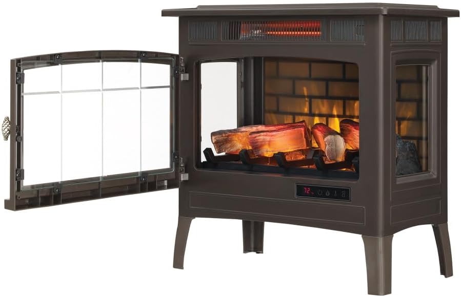 duraflame Freestanding Electric Fireplace Stove Heater with 3D Flame Effect for 1,000 Sq. Ft. Room, Black