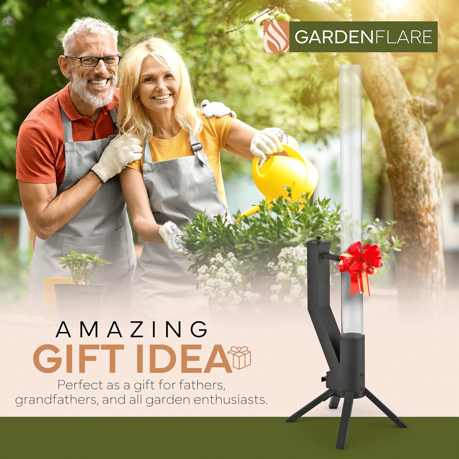 GARDENFLARE Smokeless Fire Pit - Outdoor Wood Pellet Fire Tube Stainless Steel firepit for Ambience Fire on Your Backyard, Patio, Porch & Garden (Matte Black, Classic)