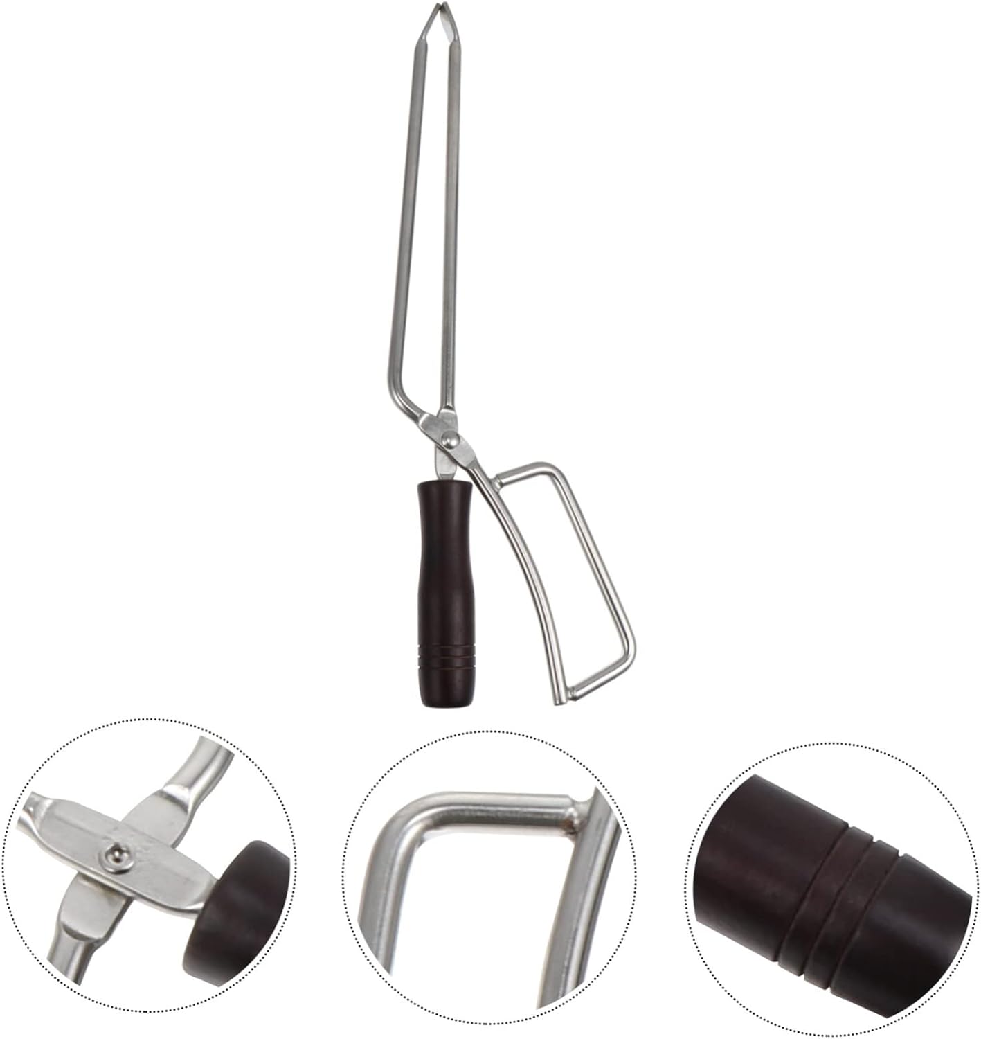 SUPVOX 4pcs Extended Charcoal Tongs Solid Beech Handle BBQ Fire Tool for Outdoor Grilling Comfortable Grip and Reach for Safe Cooking