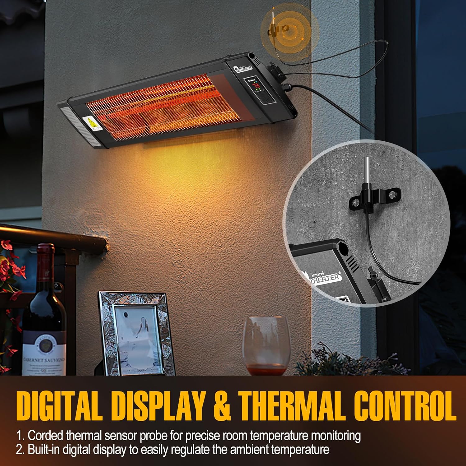 Dr Infrared Heater DR-238 Carbon Infrared Outdoor Heater for Restaurant, Patio, Backyard, Garage, and Decks, Standard, Black