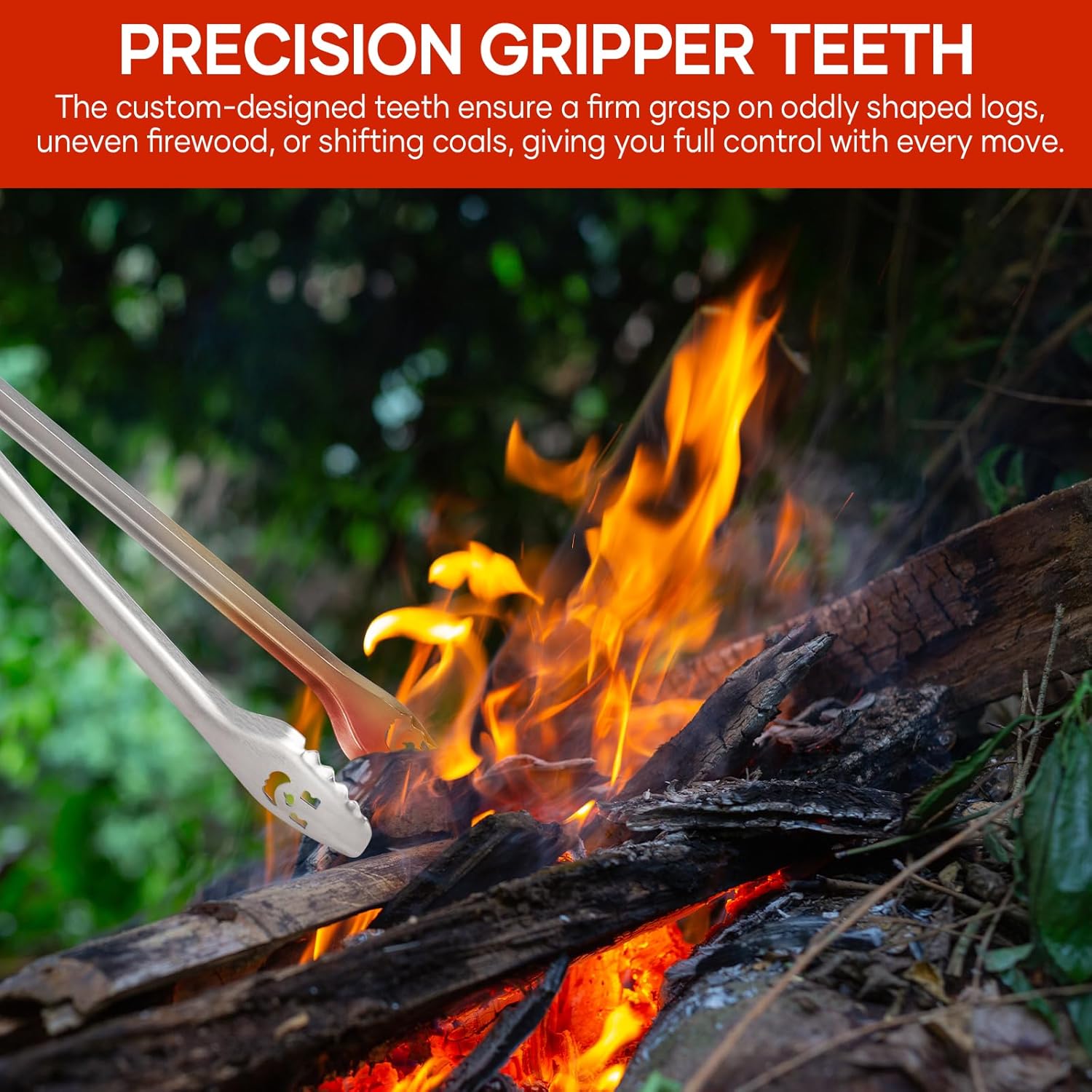 XUDAKAIXIN Fire Pit Tongs 32-inch Super Long for Loading Wood,BBQ with Extended Luxurious Acacia Handle for Fire Pits, Fire Rings,Campfires, and Fireplaces, Outdoor or Indoor ﻿