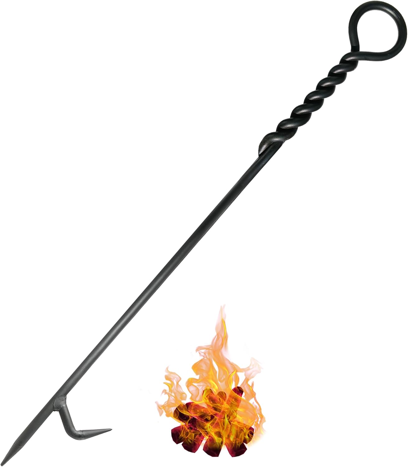 Stecoeico Fire Poker. 40 Inch, Strong & Sturdy and Durable One Piece Fire Pit Poker. Sturdy Extra Long Fireplace Poker with Strength. Perfect Fire Poker for Camping, Backyard Fire Pit and Fireplace.