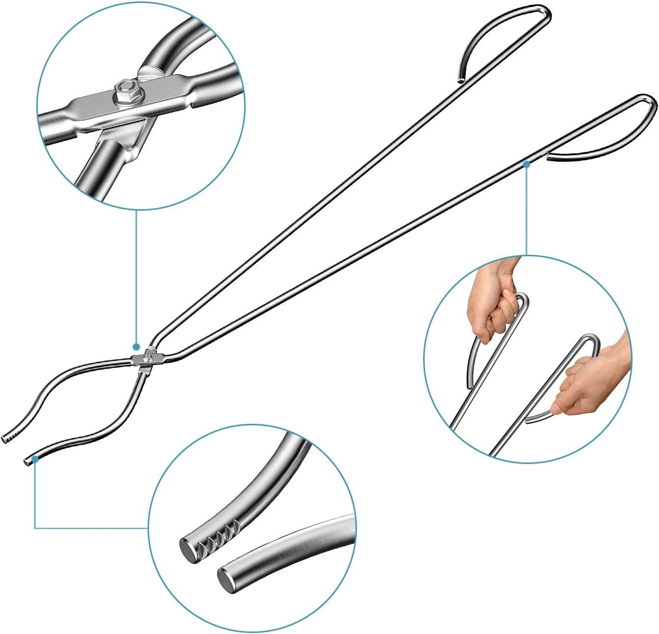 Skyflame Heavy Duty Firewood Log Claw Grabber for Indoor Fireplace Outdoor Gas Fire Pit & Wood Burning Chiminea | Campfire Large Modern Stainless Steel Fire Tongs for Moving Firelogs | 36 Inch Long