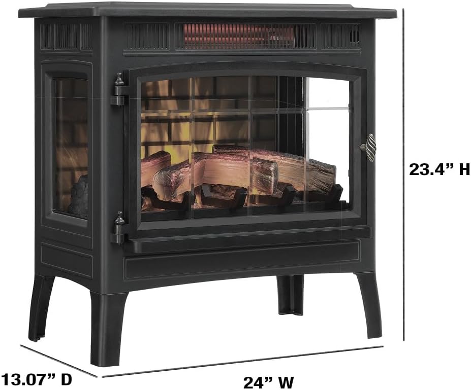duraflame Freestanding Electric Fireplace Stove Heater with 3D Flame Effect for 1,000 Sq. Ft. Room, Black