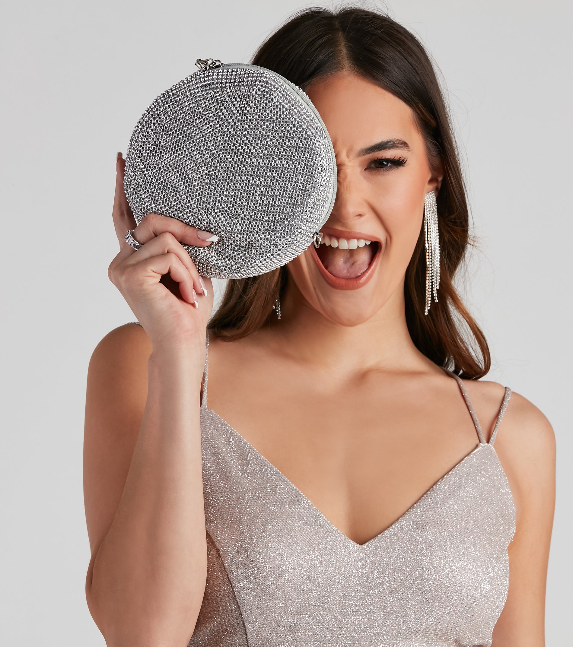 Glam Moment Rhinestone Mesh Bag