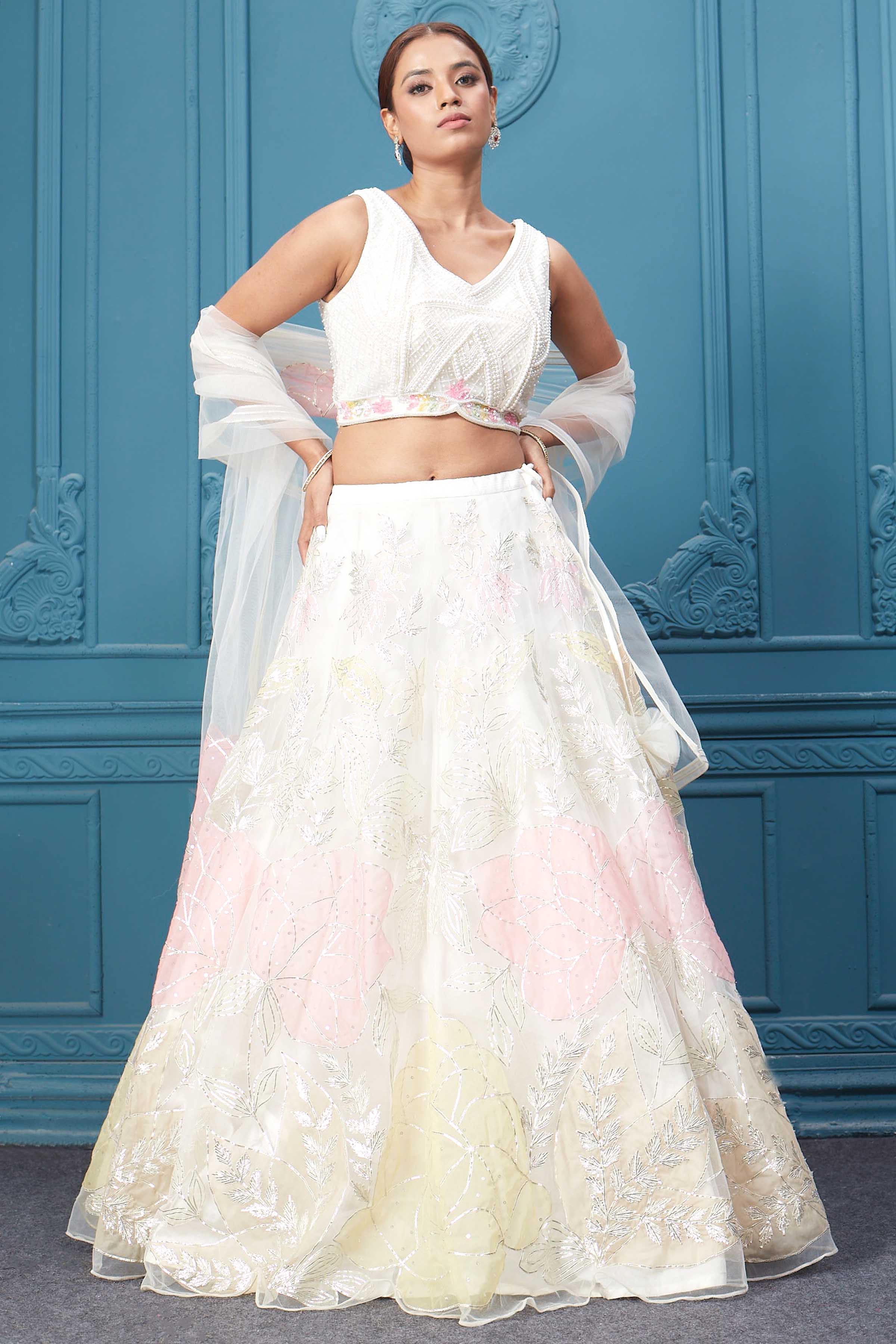 Pink Color Sleeveless Blouse Bandhani Style Lehenga With Heavy Embroidery  Work