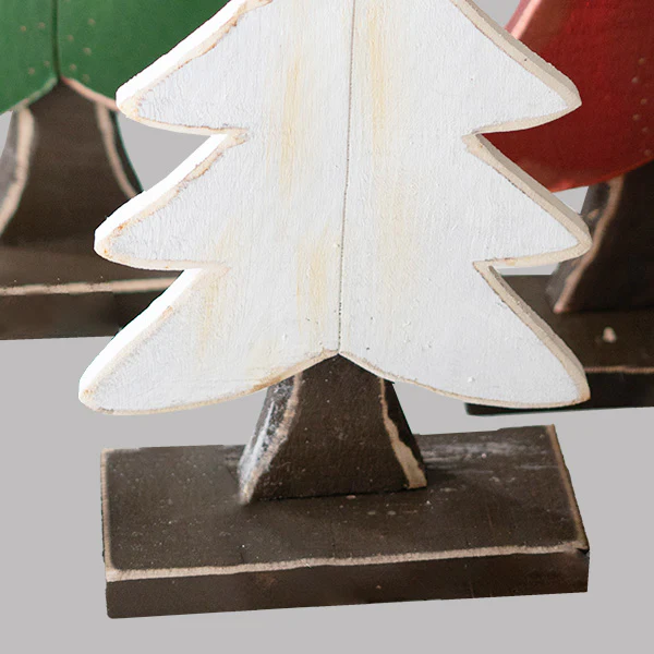 Large Painted Wooden Christmas Trees, Set of 3