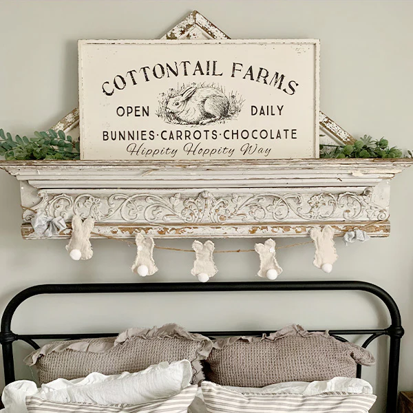 36 Inch Vintage Inspired Cottontail Farms Bunny Art