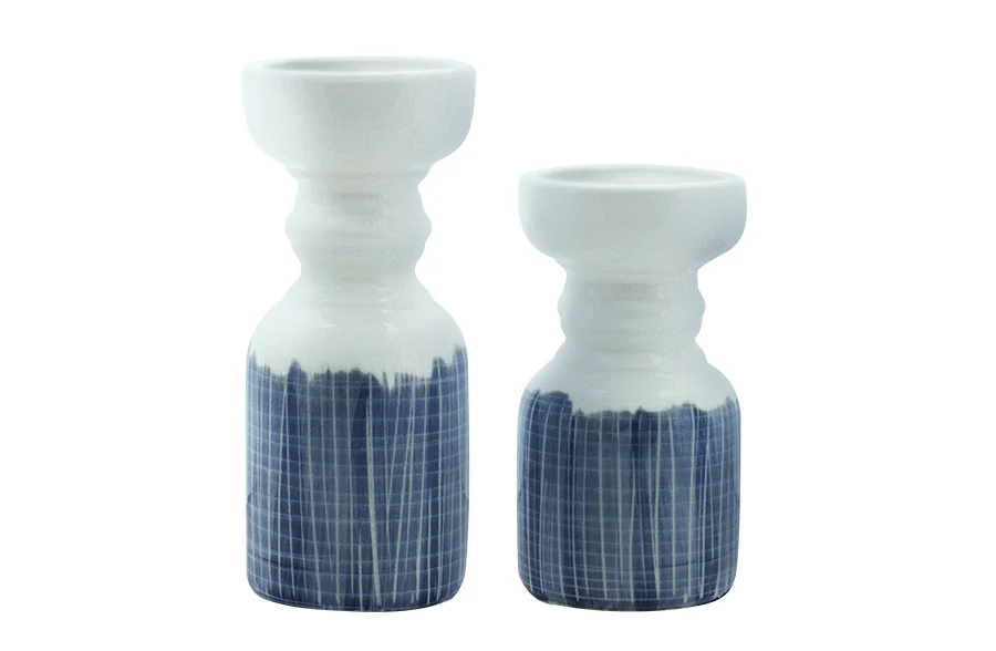 Two-Toned Terra Cotta Candle Holders, Set of 2