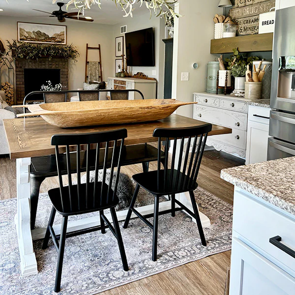 Black Spindle Back Dining Chairs, Set of 2