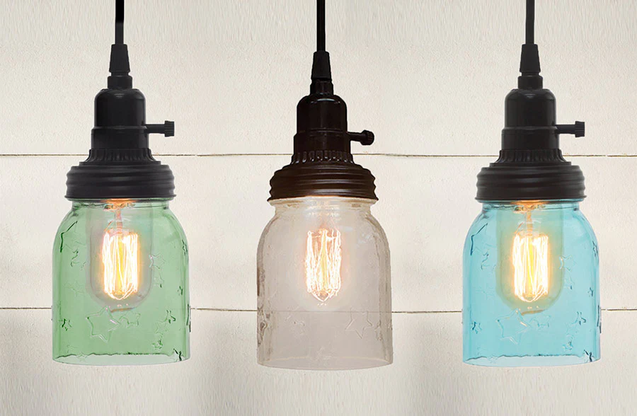 Mason Jar Lamp with Star Design, Pick Your Style
