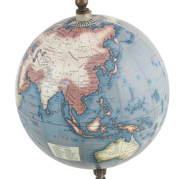 World Globe on Distressed Wood Stand