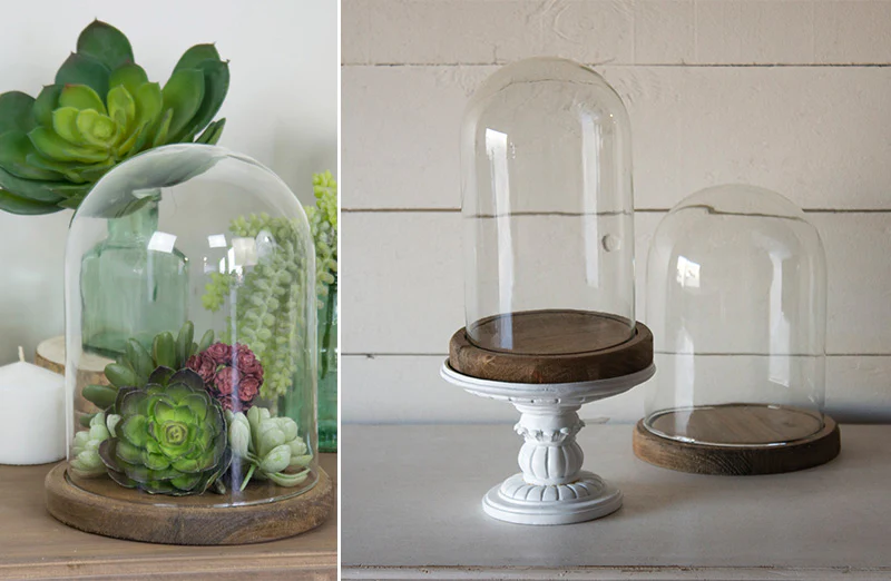Antiqued Glass Cloche Set of 2