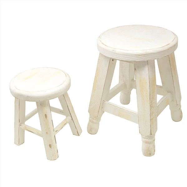 Whitewashed Riser Stools, Set of 2
