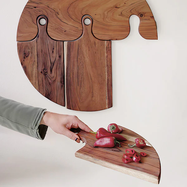Hanging Acacia Wood Cutting Boards, Set of Four