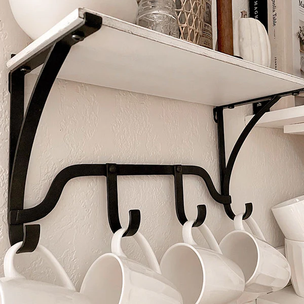 Open Floating Shelving with Hooks, Pick Your Size