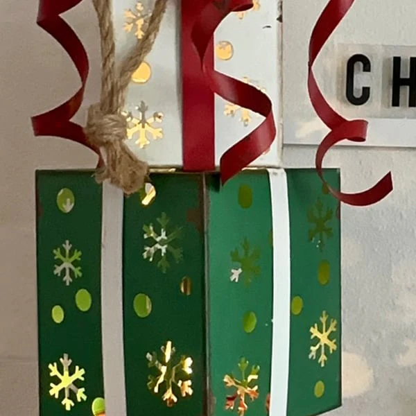 LED Light Up Stacked Metal Presents