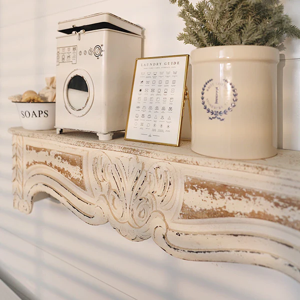 LARGE White Distressed Corbel Mantel Shelf