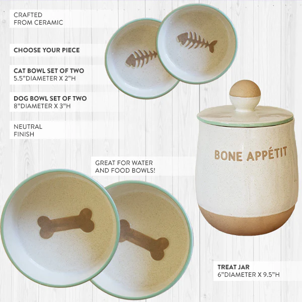 Ceramic Pet Bowls Collection, Choose Your Style