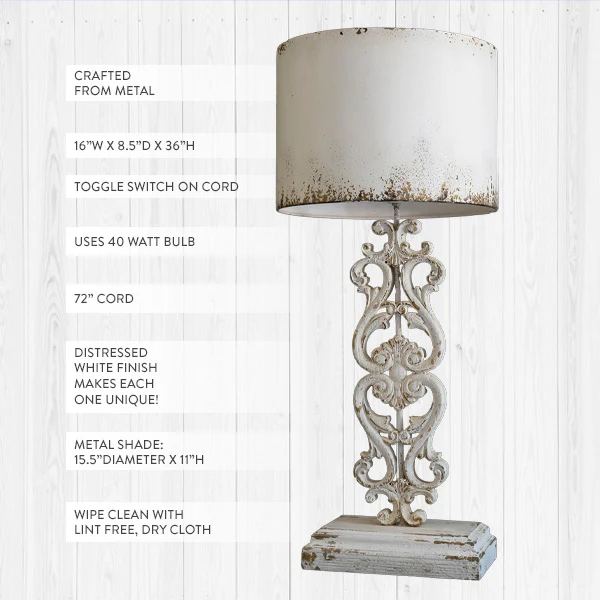 Cottage Core Table Lamp with Metal Shade
