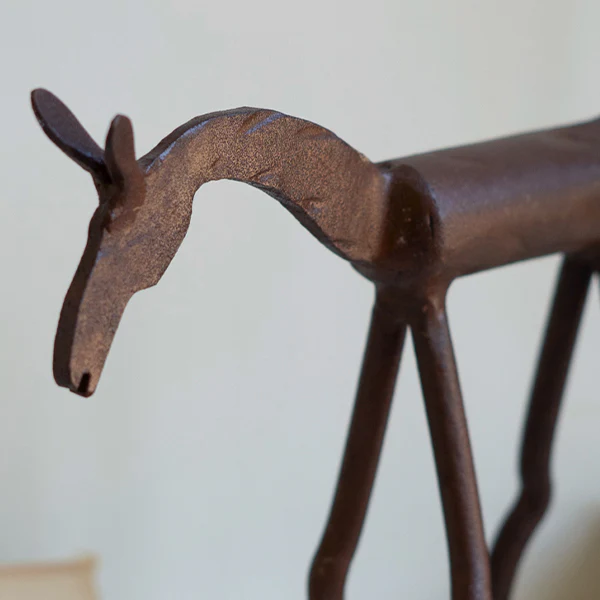 Forged Iron Horse Statues, Set of Three