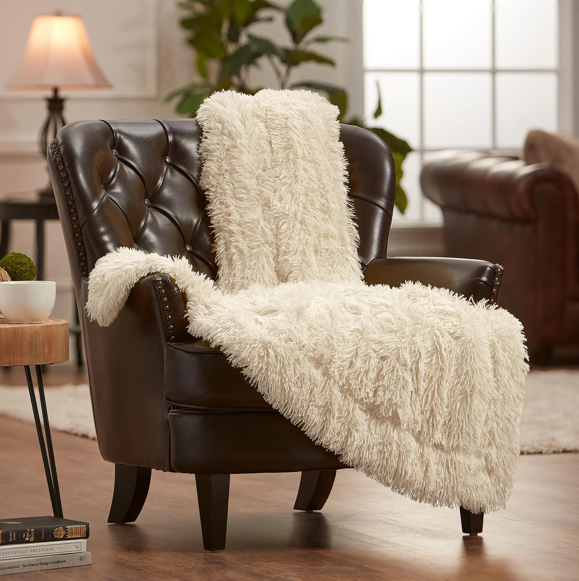 Solid Faux Long Fur Throw Blanket