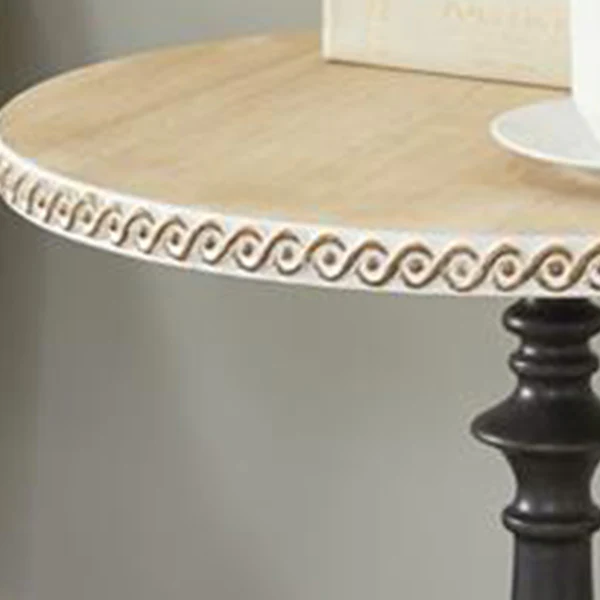 Brown Metal Round Farmhouse Accent Table