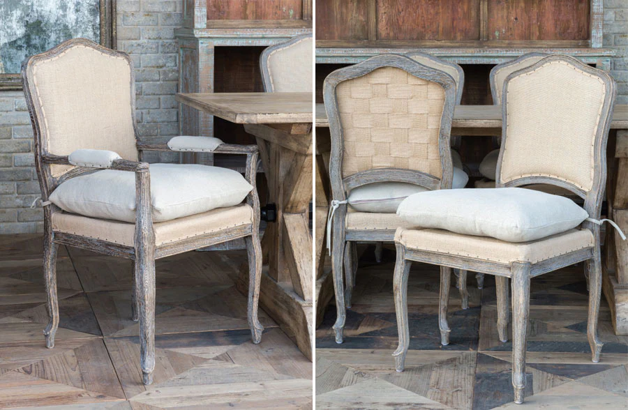 Weathered Oak Dining Chairs, Set of 6