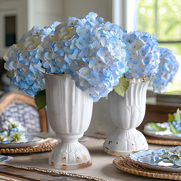 Distressed Scalloped Flower Vases, Set of 2