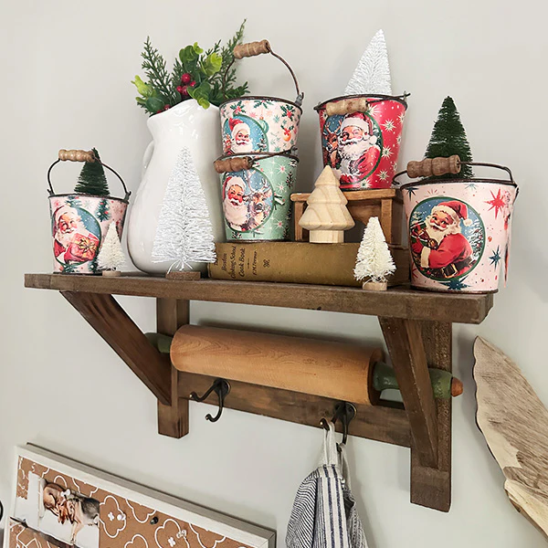 Nostalgic Santa Buckets with Handles, Set of 5