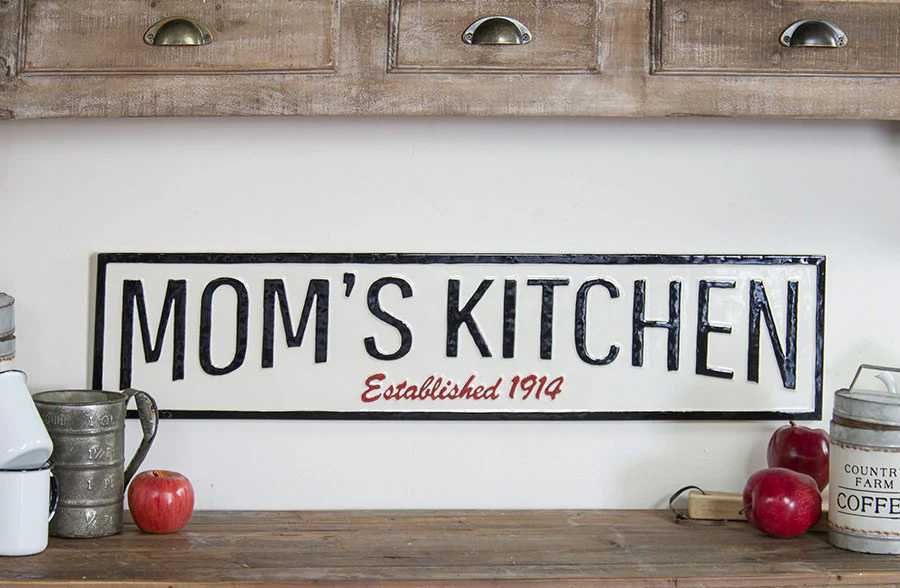 Mom's Kitchen Classic Farmhouse Embossed Sign