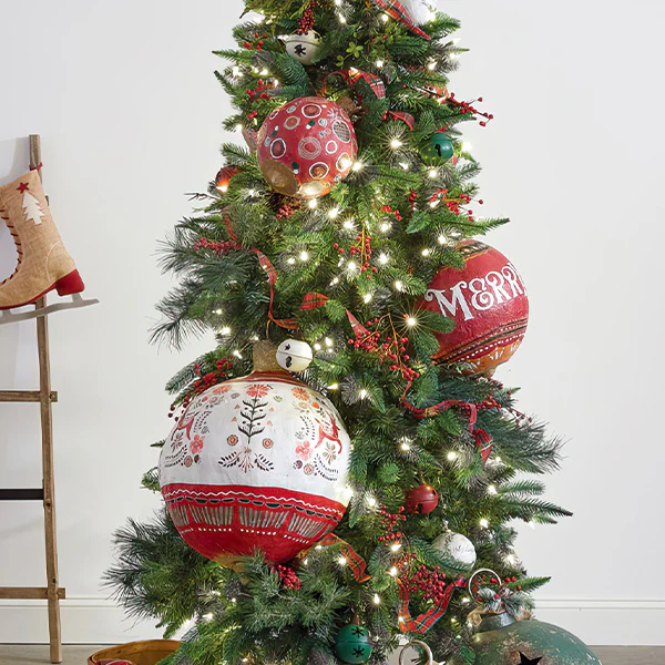 Oversized Paper Mache Christmas Ornament, Choose Your Size