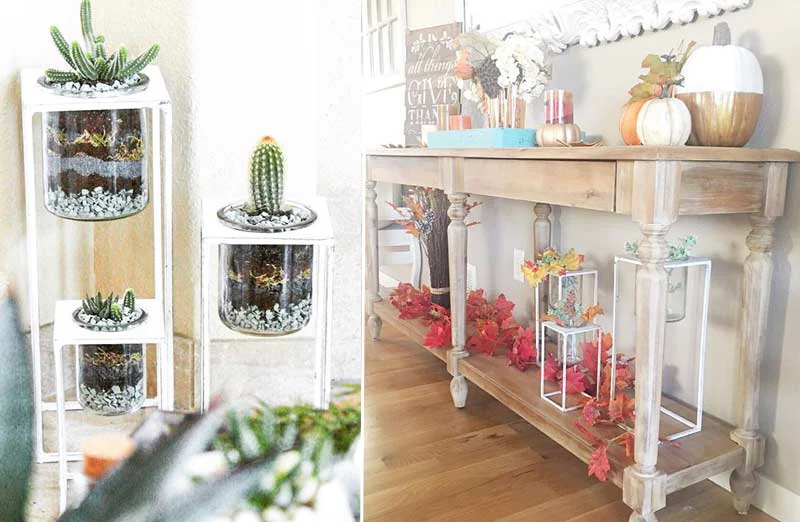 Distressed Metal Floor Candle Holders  Set of 3