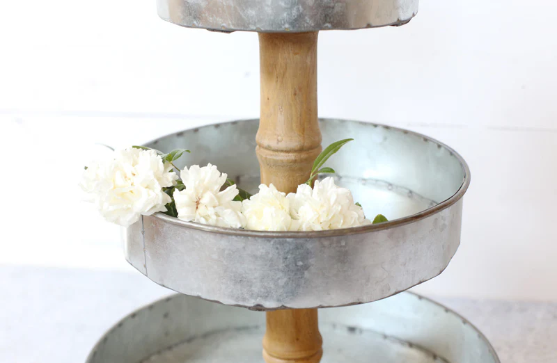 Three Tiered Rustic Metal Tray
