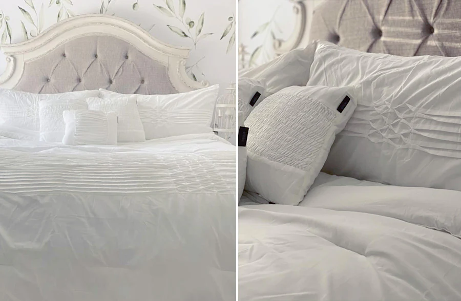 White Ruching Bedding, Pick Your Size