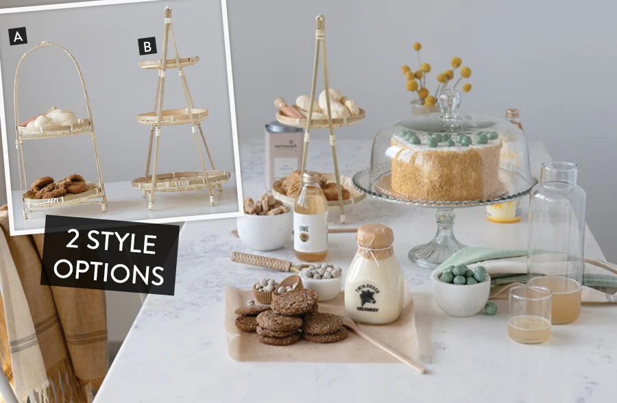 Hand-Woven Bamboo Tiered Tray, Pick Your Size