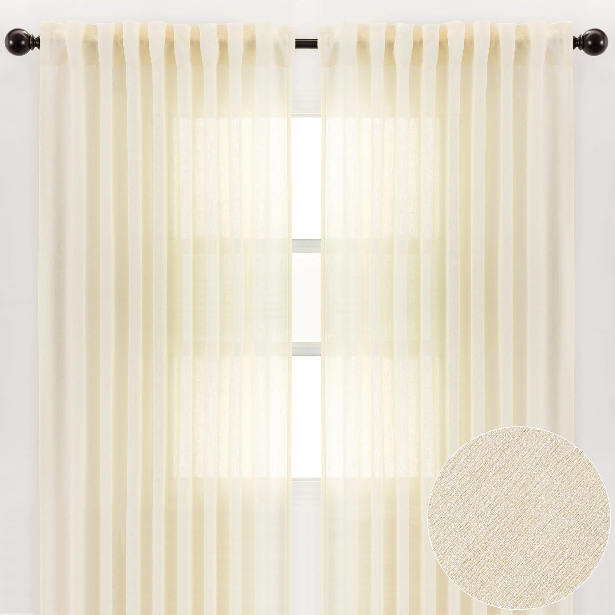 Faux Belgian Flax Solid Curtains