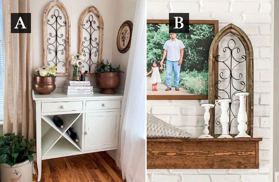 Distressed Cathedral Window Frame, Pick Your Color