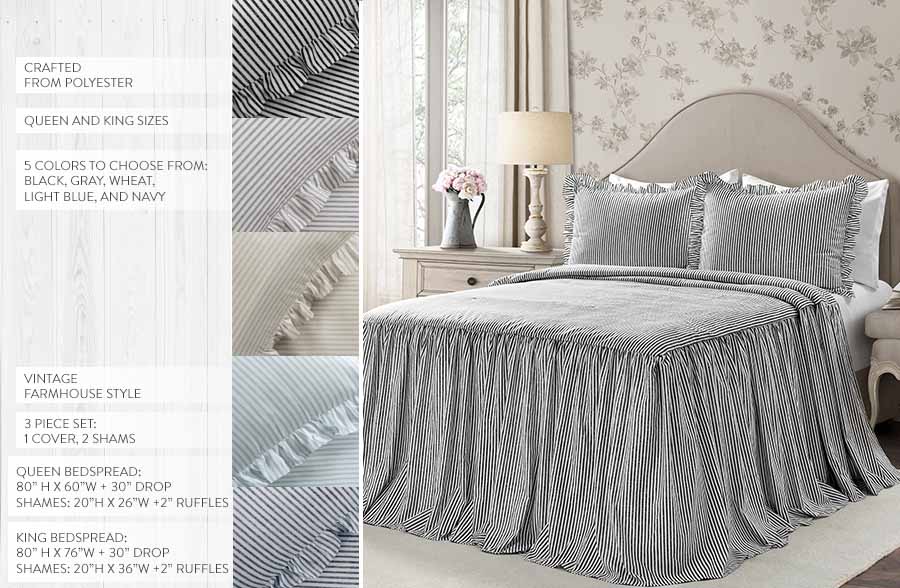 Striped 3-Piece Bedding Set, Pick Your Color and Size