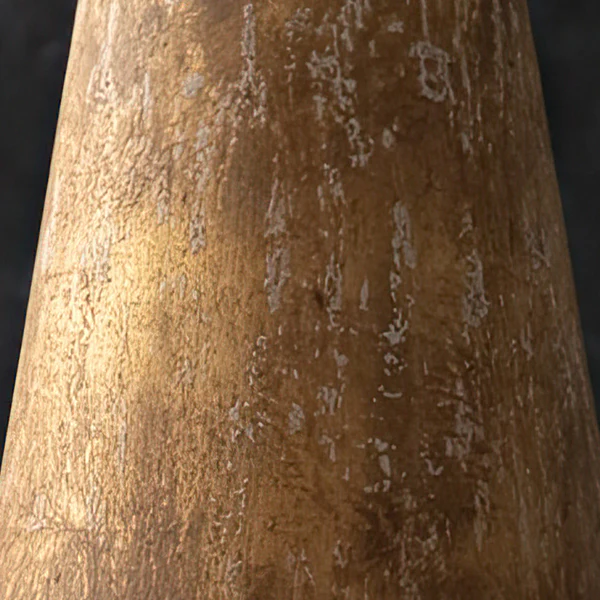 Distressed Wooden Lamp with Copper Shade