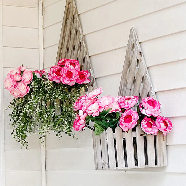 LARGE Wooden Lattice Planters, Set of 2