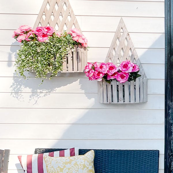 LARGE Wooden Lattice Planters, Set of 2