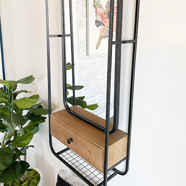 3-in-1 Industrial Wall Mirror with Storage