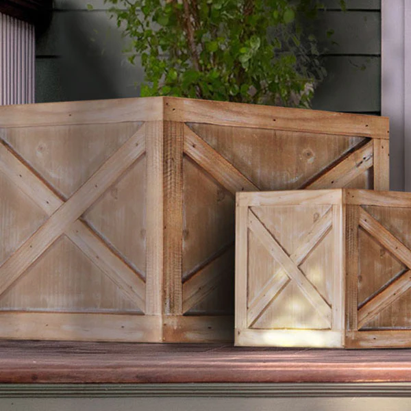 Light Barnwood Planters, Set of 3