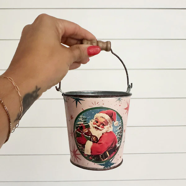 Nostalgic Santa Buckets with Handles, Set of 5