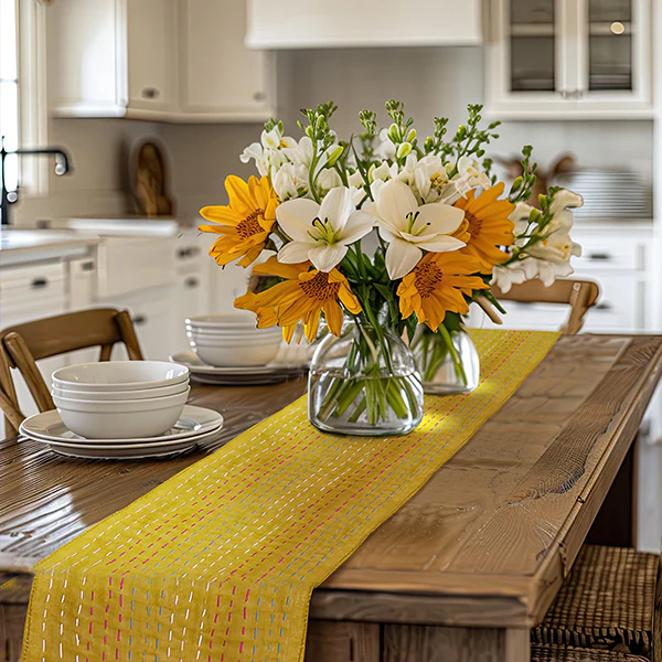 Boho Inspired Hand Stitched Runners, Set of Four