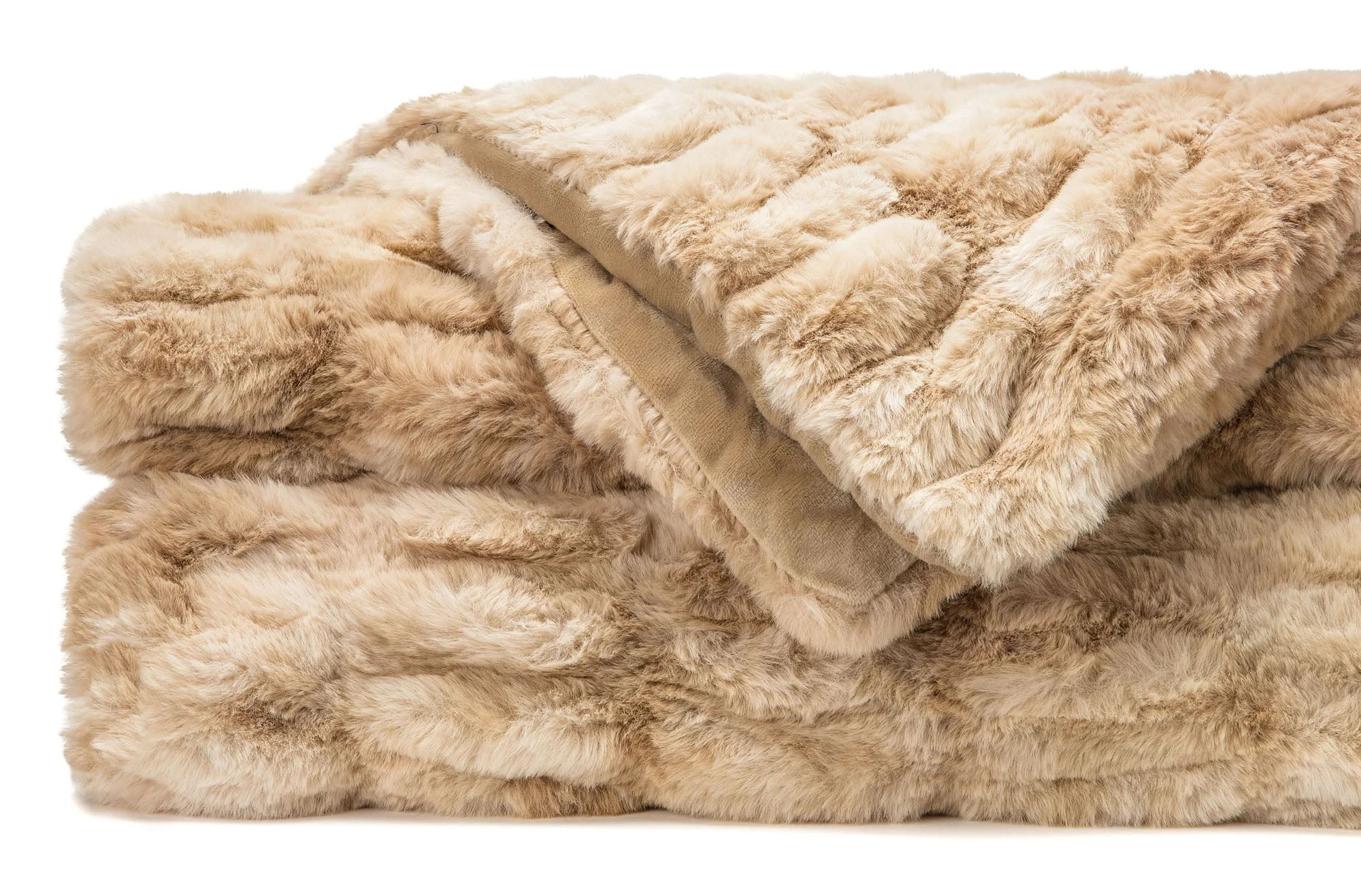Ruched Faux Fur Throw Blanket