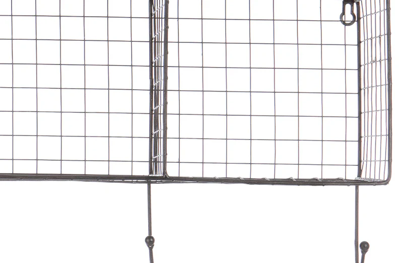 Metal Wire Wall Shelf with Hooks