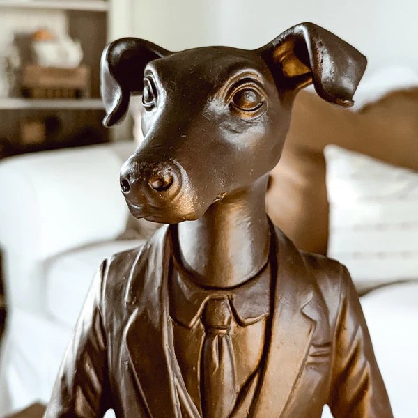 Bronze Handsome Standing Dog Bowl